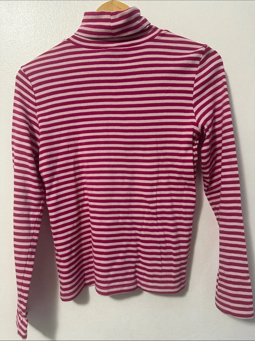 GAP Pink and White Striped Turtleneck Long Sleeve Tee